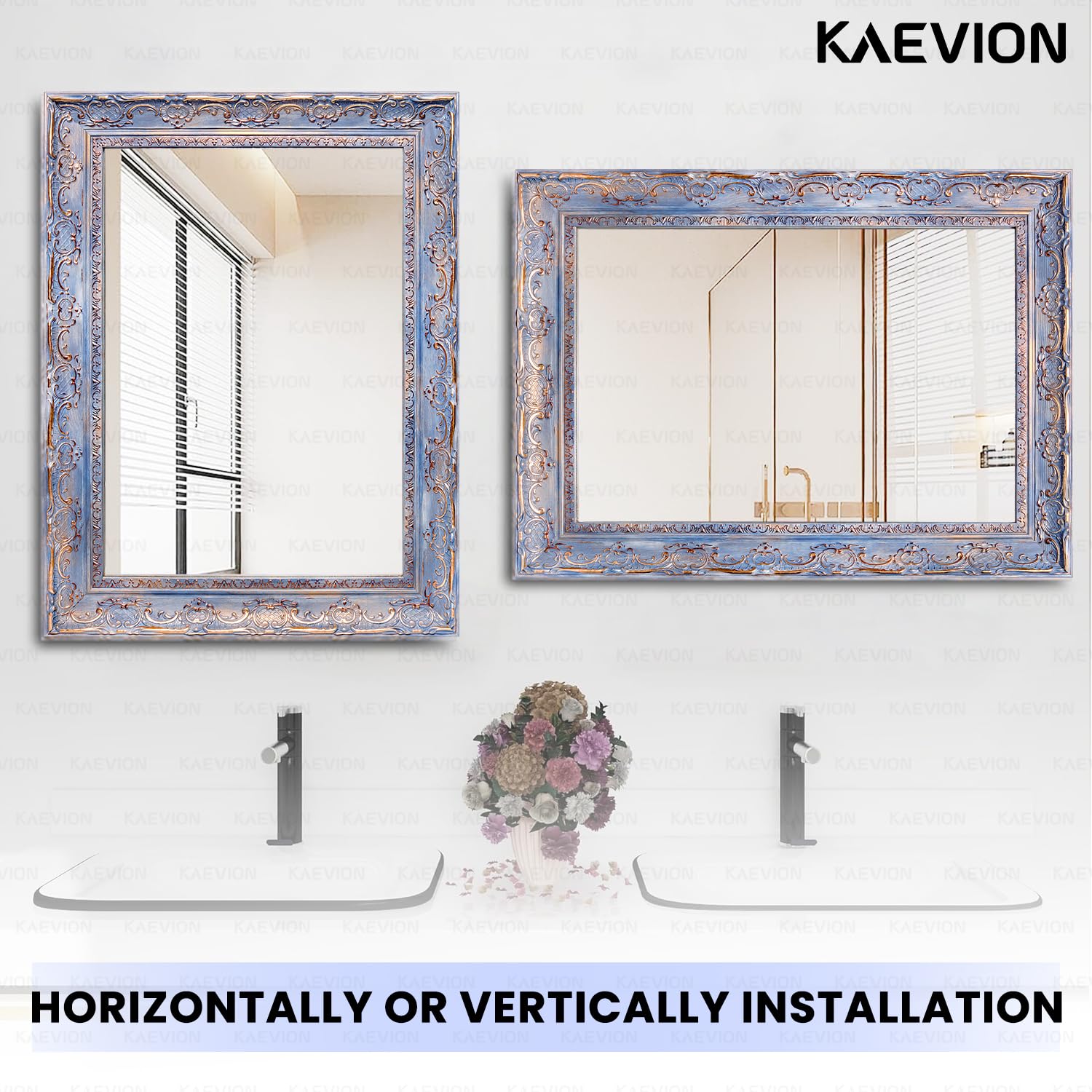KAEVION 2 Feet PVC Wooden Framed Rectangle Wall Hanging Mirror | Antique Wall Decorative Mirror for Farmhouse, Living Room, Vanity Bedroom