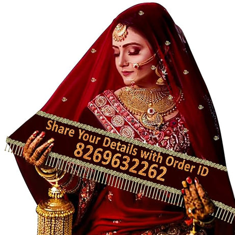 KAEVION 2.5 Meters Customized Women Entry Net Dupatta for Bridal and Wedding Functions | Dulha Dulhan Name Chunari  | Traditional Outfits (Dupatta only)