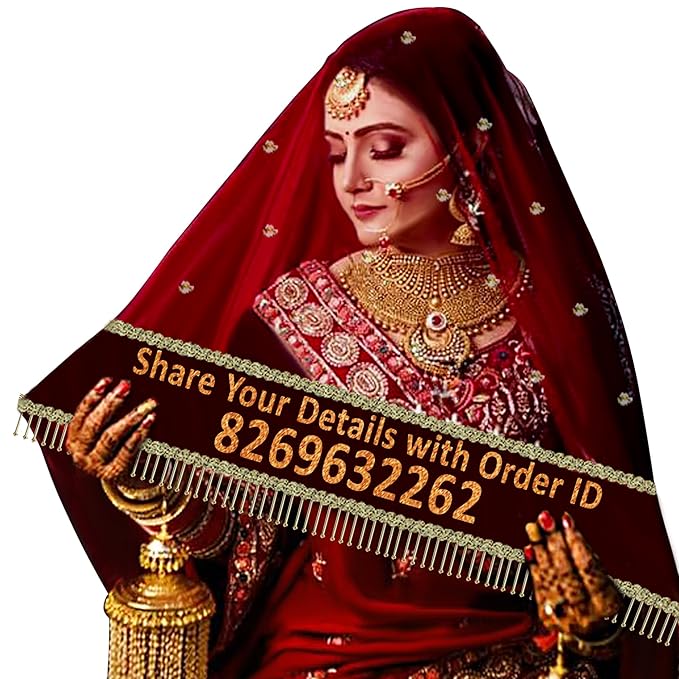 KAEVION 2.5 Meters Customized Women Entry Net Dupatta for Bridal and Wedding Functions | Dulha Dulhan Name Chunari  | Traditional Outfits (Dupatta only)