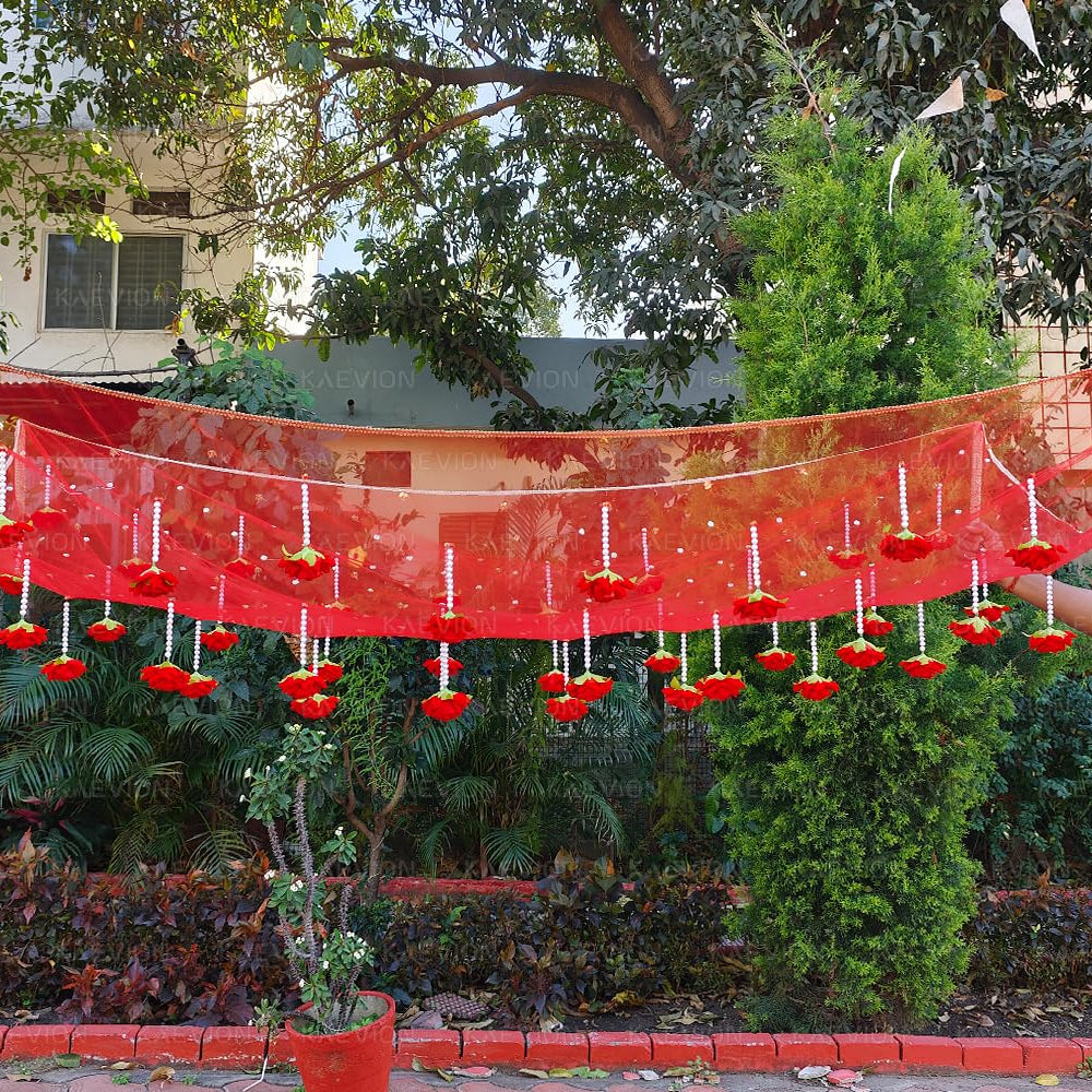Kaevion Rose Flower Canopy | Bride Entry Chunni | Entrance Decoration Accessory for Marriage Ceremony