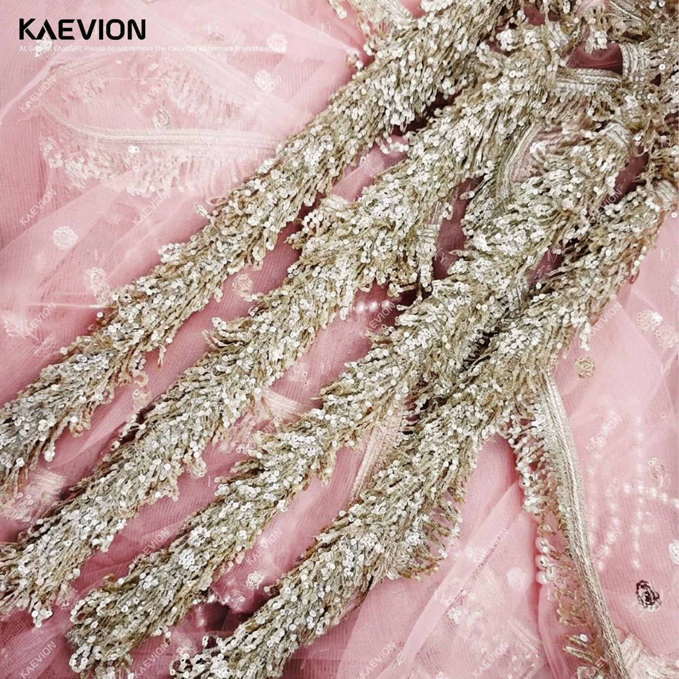 KAEVION Light Pink Net Bridal Entry Chadar with Sequence Lace, Decorative Garlands Foldable Phoolan Ki Chadar for Dulhan Grand Entry - Wedding Decor & Mehndi/Sangeet