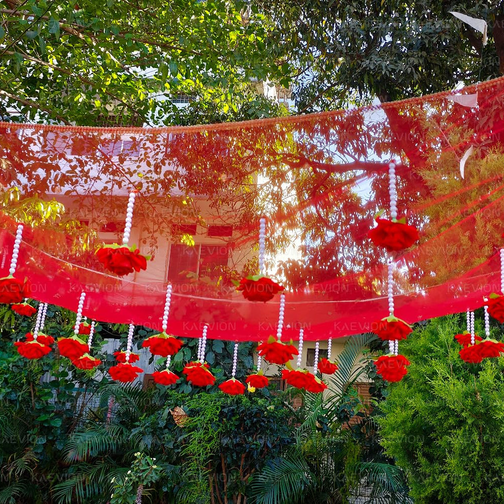 Kaevion Rose Flower Canopy | Bride Entry Chunni | Entrance Decoration Accessory for Marriage Ceremony