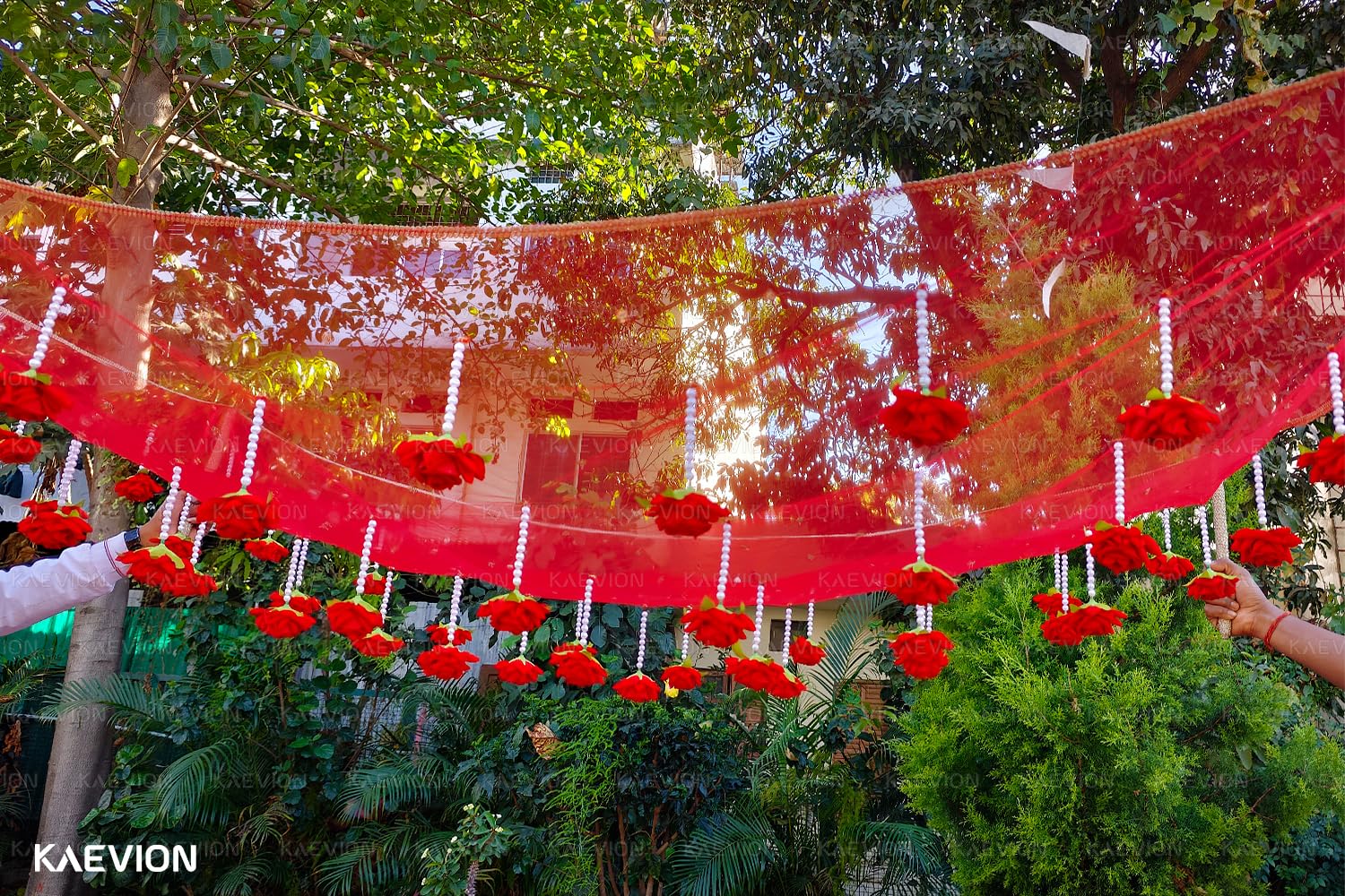 Kaevion Rose Flower Canopy | Bride Entry Chunni | Entrance Decoration Accessory for Marriage Ceremony