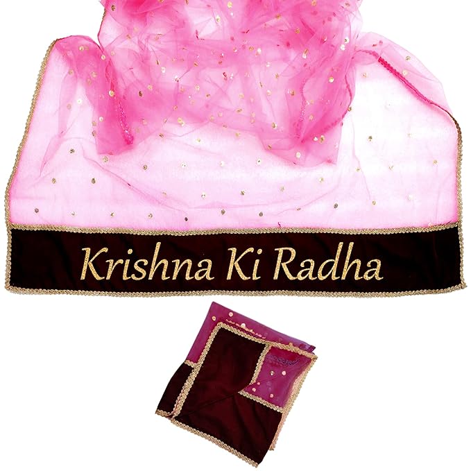 KAEVION Peach Bridal Net Dupatta for Marriage Function with Name Customized for Brides Entry, Wedding