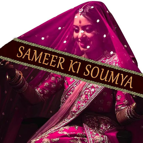 Kaevion Bridal Customized Name Dupatta | Net Chunni Embellished with Golden Lace Borders- Magenta Color Dupatta