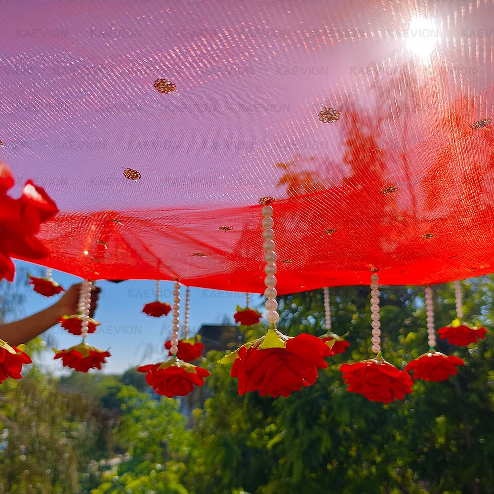 Kaevion Rose Flower Canopy | Bride Entry Chunni | Entrance Decoration Accessory for Marriage Ceremony