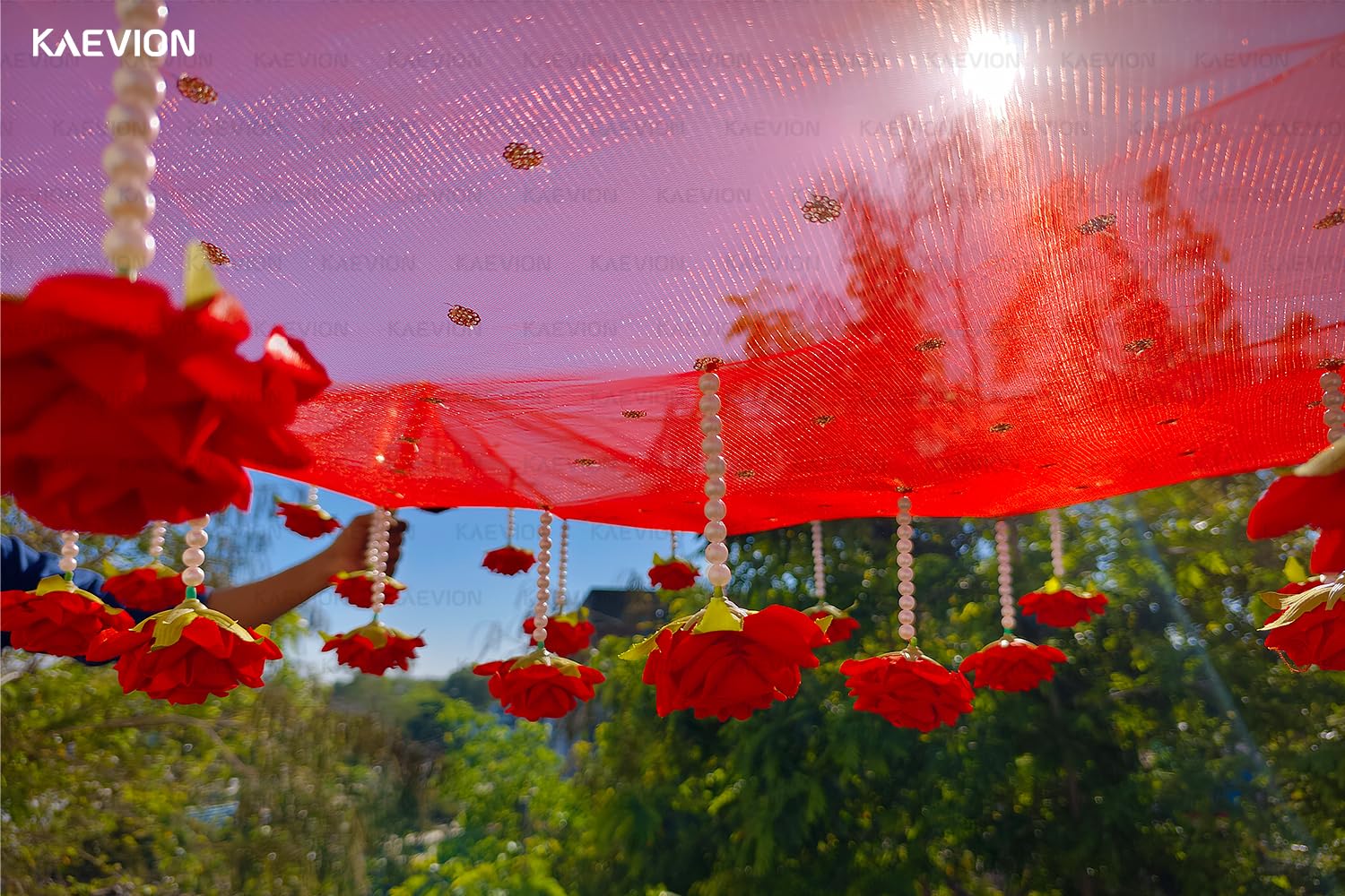 Kaevion Rose Flower Canopy | Bride Entry Chunni | Entrance Decoration Accessory for Marriage Ceremony