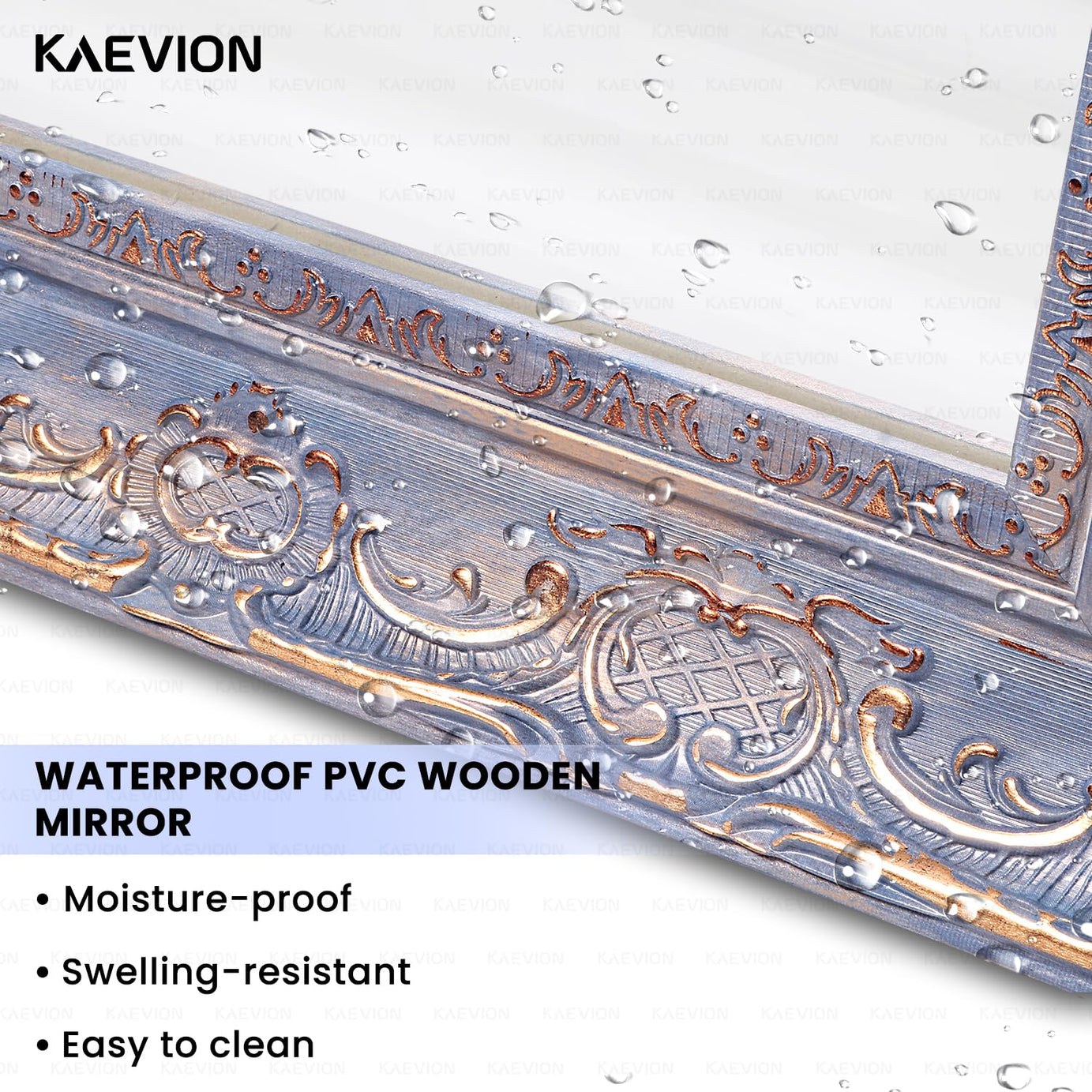 KAEVION 2 Feet PVC Wooden Framed Rectangle Wall Hanging Mirror | Antique Wall Decorative Mirror for Farmhouse, Living Room, Vanity Bedroom