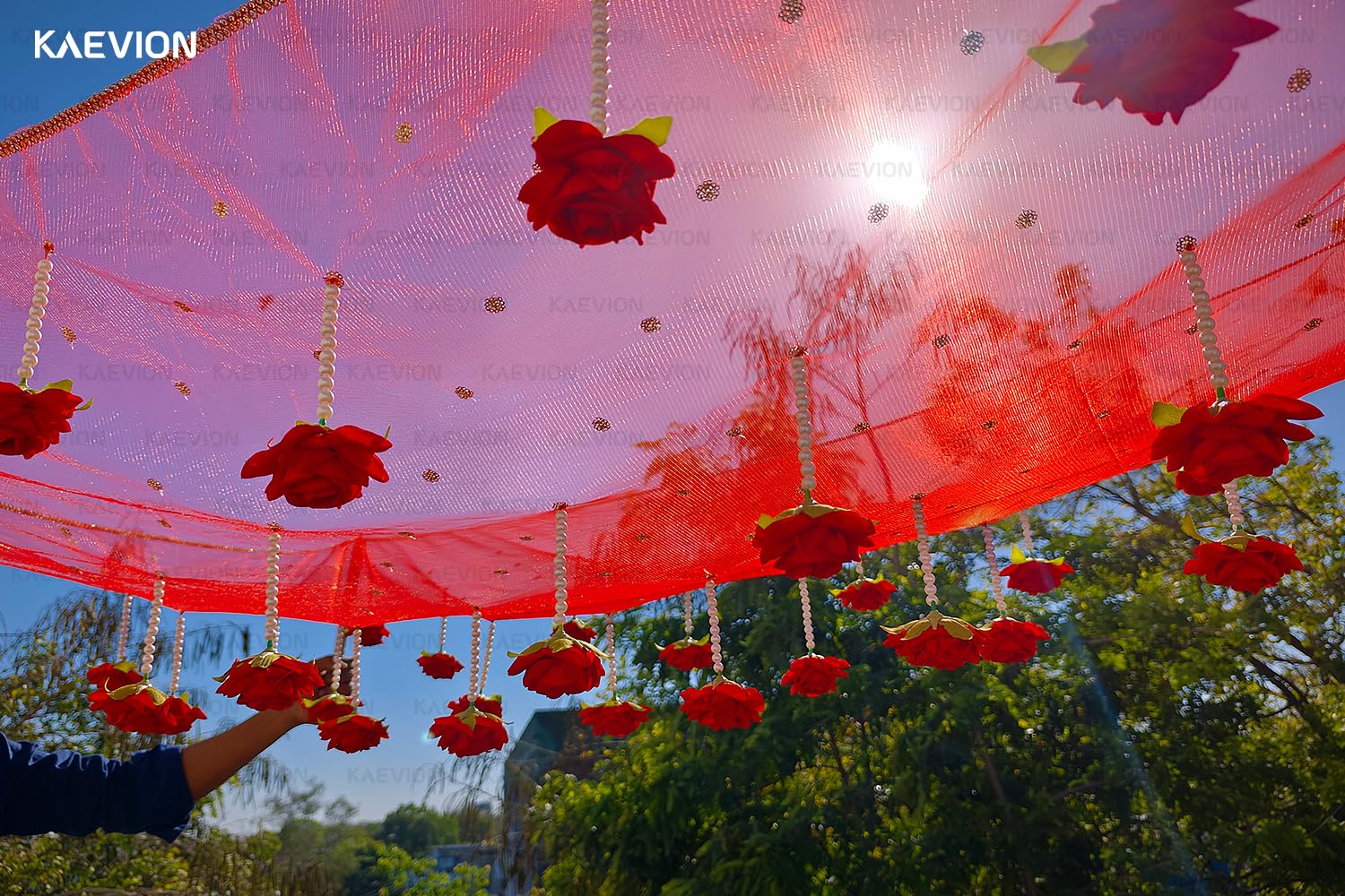 Kaevion Rose Flower Canopy | Bride Entry Chunni | Entrance Decoration Accessory for Marriage Ceremony