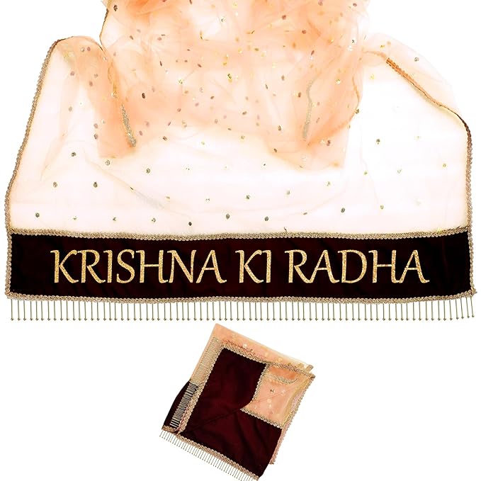 KAEVION 2.5 Meters Customized Dulhan Entry Net Dupatta with Groom name| Personalized  Name Bridal Chunari for Wedding Reception, Engagement, Anniversary