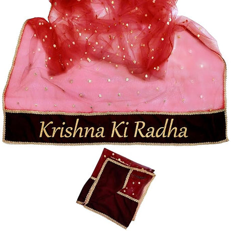 KAEVION Peach Bridal Net Dupatta for Marriage Function with Name Customized for Brides Entry, Wedding