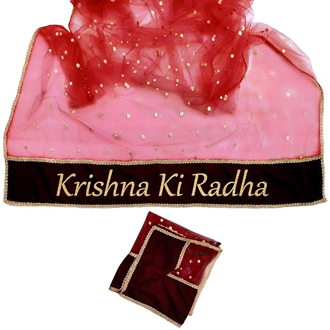 KAEVION Peach Bridal Net Dupatta for Marriage Function with Name Customized for Brides Entry, Wedding