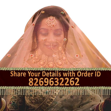 KAEVION 2.5 Meters Net Personalized Chunni for Wedding Day | Customized Name Bridal Dupatta for Marriage, Special Occasion