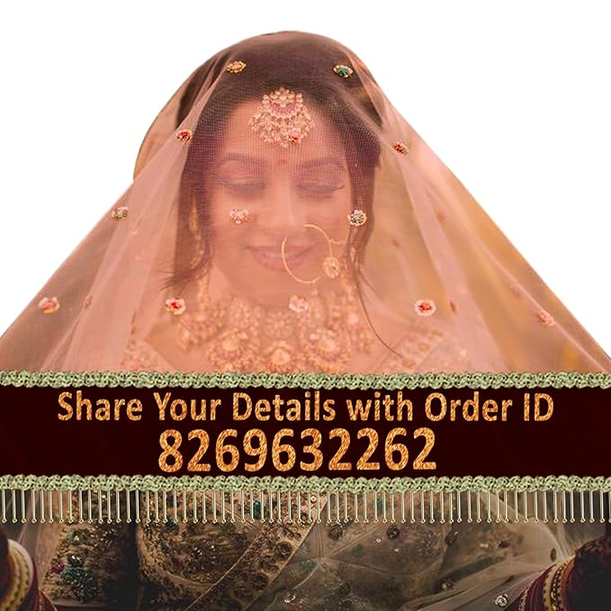 KAEVION 2.5 Meters Net Personalized Chunni for Wedding Day | Customized Name Bridal Dupatta for Marriage, Special Occasion