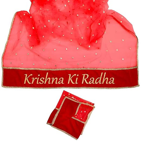 KAEVION Women Trending Customized Name Veil Bridal Red Net Dupatta| Chunni For Bride's Entry |Wedding| Engagement (Only Dupatta), Free Size