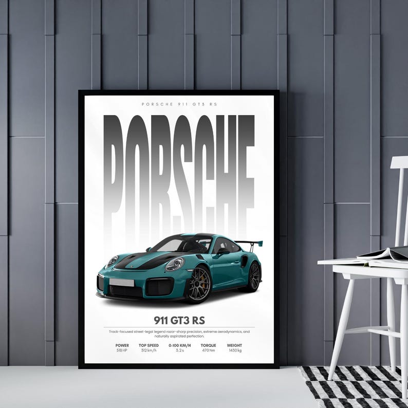 Kaevion Glossy Wall Art Paintings for Home Decor, Car Canvas Art, Modern Car Wall Hanging Frames