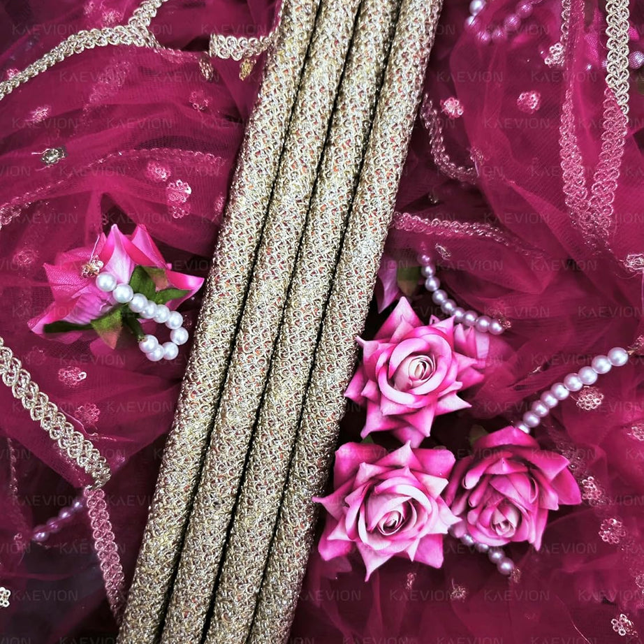 Kaevion Floral Net Bridal Chadar | Artificial Flower Odhani for Brides Mehendi, Haldi, Roka and Sangeet Function