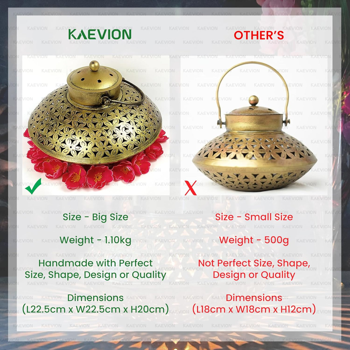 KAEVION Antique Handicraft Brass Traditional Home Decor Tabletop Cone Incense Burner|Brass Decoration Items for Home,Wall,Gifting,Dewali Decoration Yoga,Meditation,Spiritual Devotion (Only Degchi)