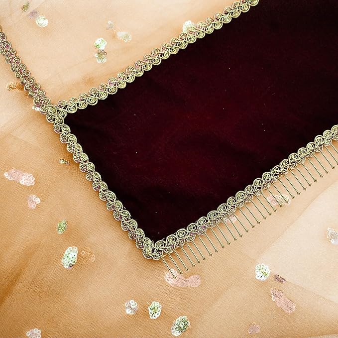 KAEVION 2.5 Meters Customized Indian Wedding Bridal Net Dupatta With Name | Personalized Dulha Dulhan Name Chunari | Traditional Outfits