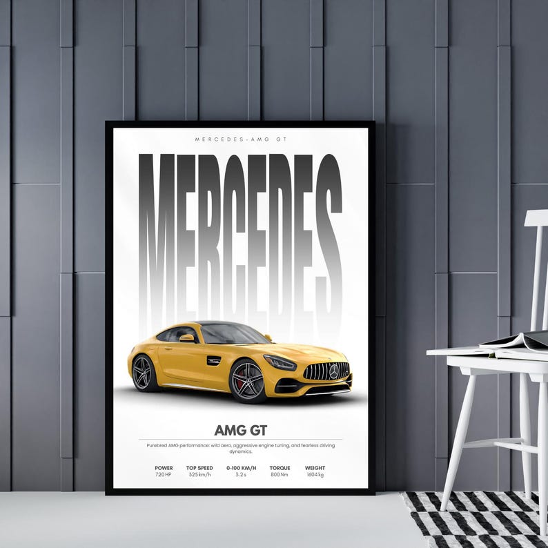 Kaevion Glossy Wall Art Paintings for Home Decor, Car Canvas Art, Modern Car Wall Hanging Frames