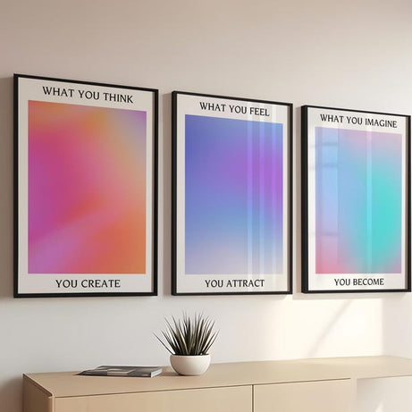 KAEVION Manifestation Positive Affirmations Wall Art Frames, Motivational Wall Hangings, Modern Wall Decorative Accessories, Positive Posters for Wall Decorations, Home, Office, Study Room, Library, Music Room, Studio - Set of 3