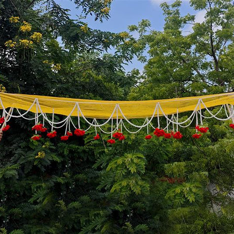 KAEVION 2 Mtr Phoolon ki Chaddar for Bridal Entry | Dulhan Welcome Dupatta | Wedding Canopy | Dulhan Doli | Gift for Women | Wedding Ceremony and Decor Prop, Decoration Item