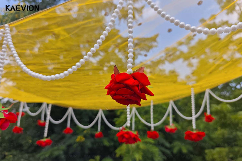 KAEVION 2 Mtr Phoolon ki Chaddar for Bridal Entry | Dulhan Welcome Dupatta | Wedding Canopy | Dulhan Doli | Gift for Women | Wedding Ceremony and Decor Prop, Decoration Item