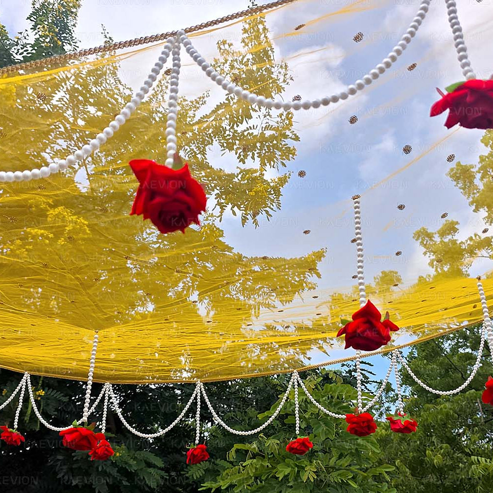 KAEVION 2 Mtr Phoolon ki Chaddar for Bridal Entry | Dulhan Welcome Dupatta | Wedding Canopy | Dulhan Doli | Gift for Women | Wedding Ceremony and Decor Prop, Decoration Item