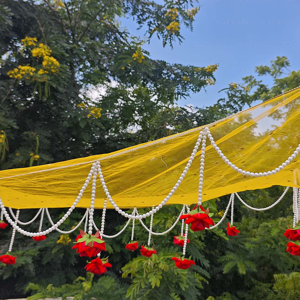 KAEVION 2 Mtr Phoolon ki Chaddar for Bridal Entry | Dulhan Welcome Dupatta | Wedding Canopy | Dulhan Doli | Gift for Women | Wedding Ceremony and Decor Prop, Decoration Item