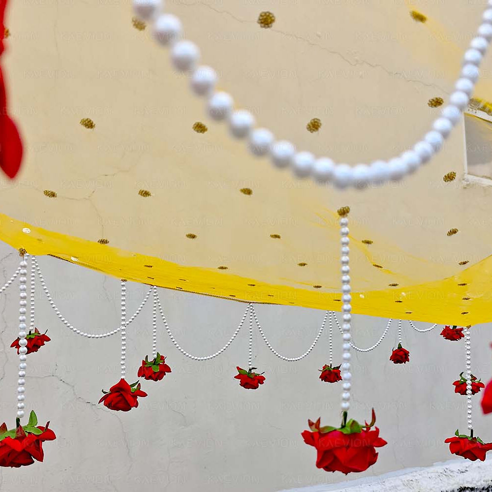 KAEVION 2 Mtr Phoolon ki Chaddar for Bridal Entry | Dulhan Welcome Dupatta | Wedding Canopy | Dulhan Doli | Gift for Women | Wedding Ceremony and Decor Prop, Decoration Item