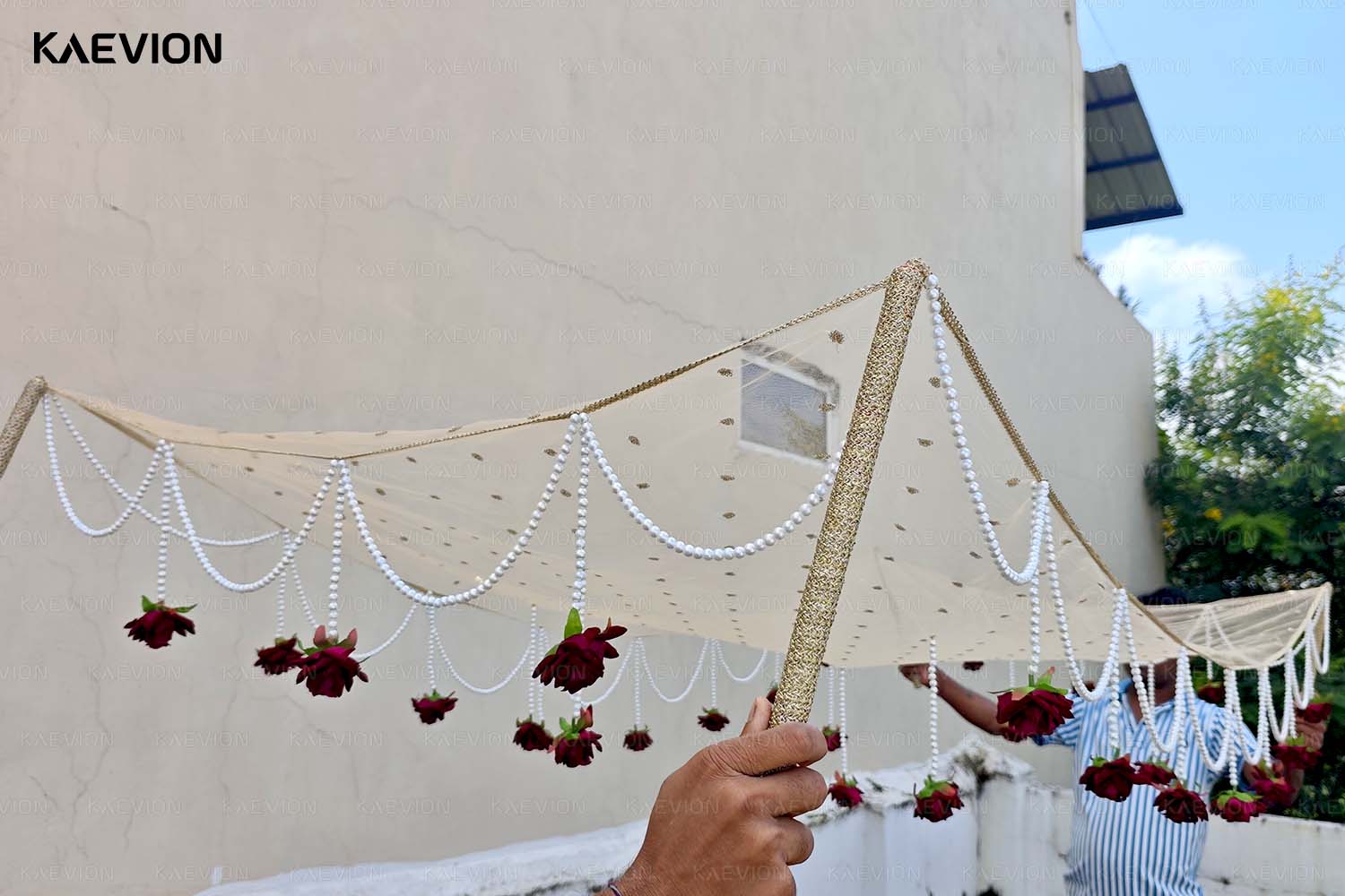 Kaevion Bridal Phulkari Chadar | Phoolon Wali Chaddar | Dulhan Entry Chunnis & Dupattas | Floral Bridal Canopy for Mata Pujan/ Mehendi/ Haldi/ Wedding