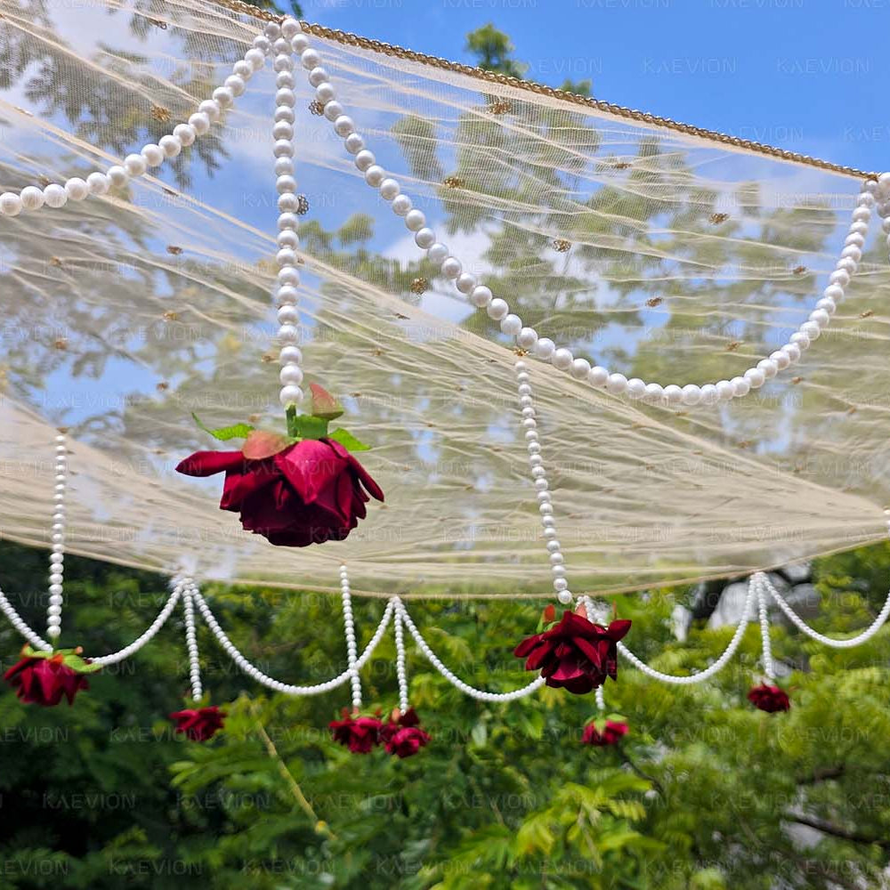 Kaevion Bridal Phulkari Chadar | Phoolon Wali Chaddar | Dulhan Entry Chunnis & Dupattas | Floral Bridal Canopy for Mata Pujan/ Mehendi/ Haldi/ Wedding