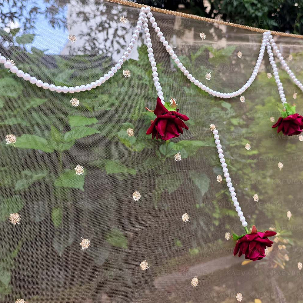 Kaevion Bridal Phulkari Chadar | Phoolon Wali Chaddar | Dulhan Entry Chunnis & Dupattas | Floral Bridal Canopy for Mata Pujan/ Mehendi/ Haldi/ Wedding