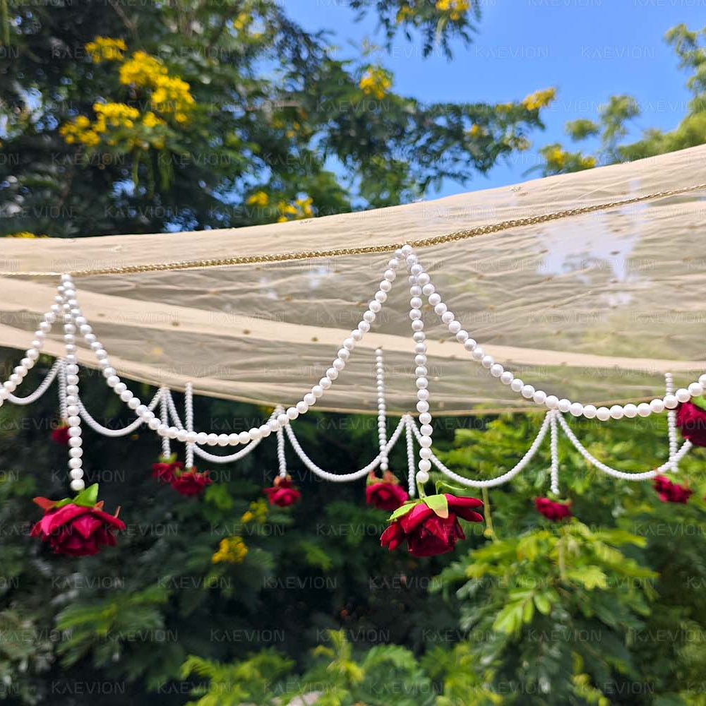 Kaevion Bridal Phulkari Chadar | Phoolon Wali Chaddar | Dulhan Entry Chunnis & Dupattas | Floral Bridal Canopy for Mata Pujan/ Mehendi/ Haldi/ Wedding