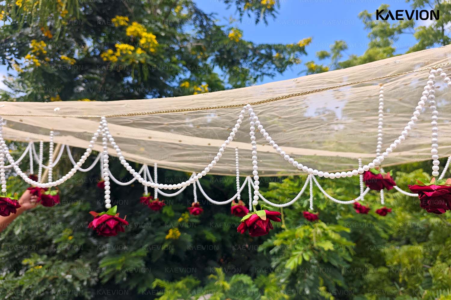 Kaevion Bridal Phulkari Chadar | Phoolon Wali Chaddar | Dulhan Entry Chunnis & Dupattas | Floral Bridal Canopy for Mata Pujan/ Mehendi/ Haldi/ Wedding