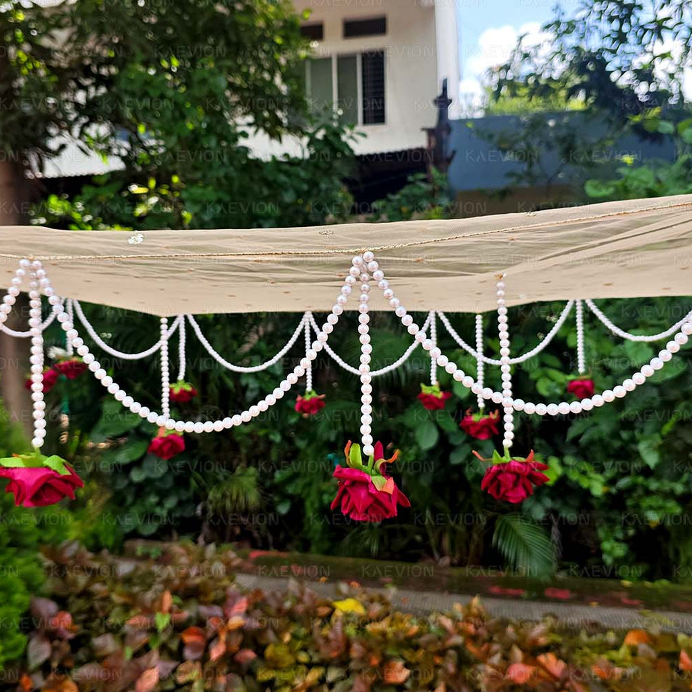 Kaevion Bridal Phulkari Chadar | Phoolon Wali Chaddar | Dulhan Entry Chunnis & Dupattas | Floral Bridal Canopy for Mata Pujan/ Mehendi/ Haldi/ Wedding