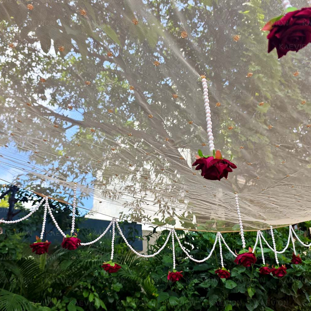 Kaevion Bridal Phulkari Chadar | Phoolon Wali Chaddar | Dulhan Entry Chunnis & Dupattas | Floral Bridal Canopy for Mata Pujan/ Mehendi/ Haldi/ Wedding