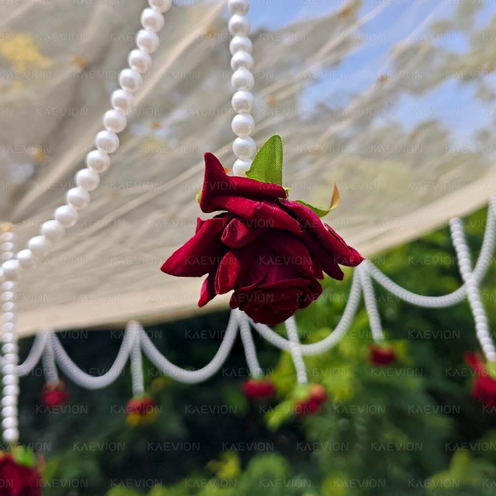 Kaevion Bridal Phulkari Chadar | Phoolon Wali Chaddar | Dulhan Entry Chunnis & Dupattas | Floral Bridal Canopy for Mata Pujan/ Mehendi/ Haldi/ Wedding