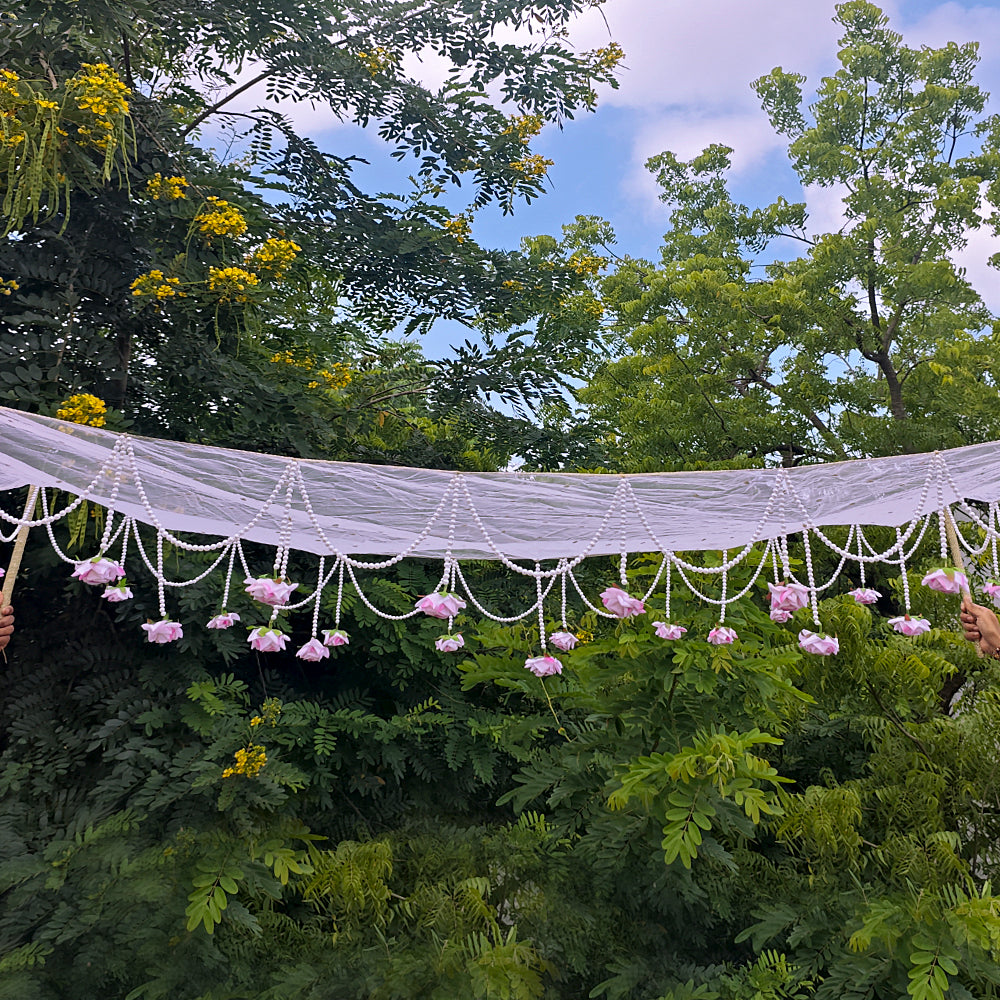 Kaevion Pastel Flower Bridal Canopy | Modern Wedding Entry Decorative Garland | Dulhan Ke Liye Phoolon Ki Chadar | Gift for Bride/Dulhan/Best Friend/Dear One’s- 2 Meter