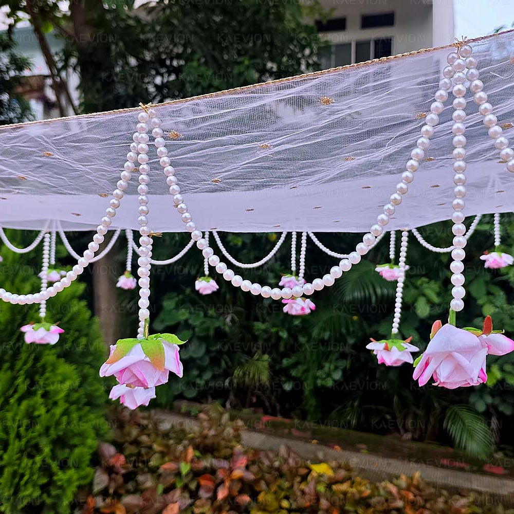 Kaevion Pastel Flower Bridal Canopy | Modern Wedding Entry Decorative Garland | Dulhan Ke Liye Phoolon Ki Chadar | Gift for Bride/Dulhan/Best Friend/Dear One’s- 2 Meter