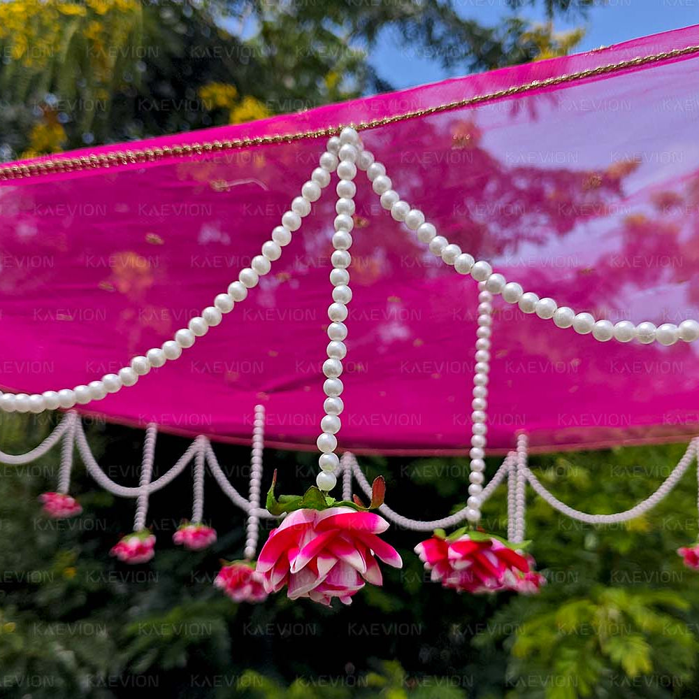 Kaevion Indian Bride Entry Canopy | Mandap Entry Chaddar | Flowers Chadar for Wedding Entry | Trending Decorations Garland Net Chadar