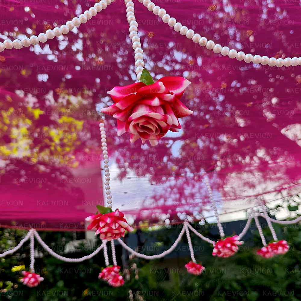 Kaevion Indian Bride Entry Canopy | Mandap Entry Chaddar | Flowers Chadar for Wedding Entry | Trending Decorations Garland Net Chadar