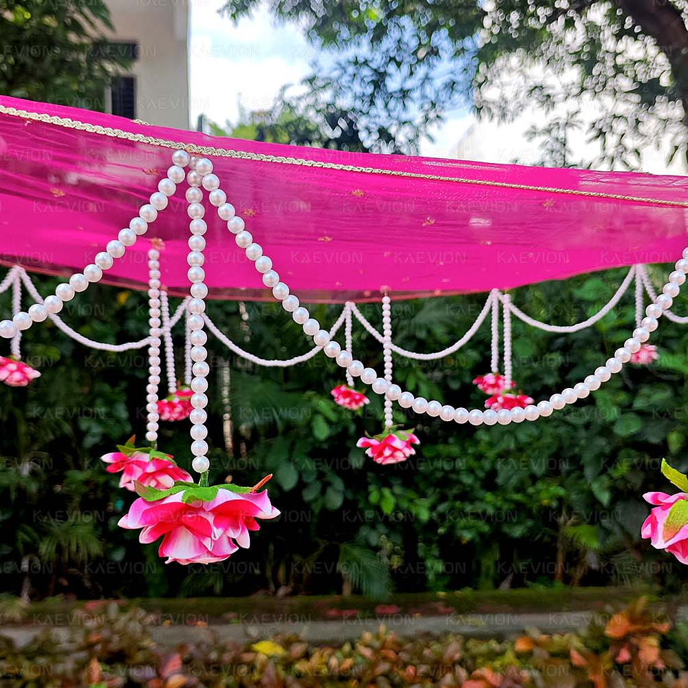 Kaevion Indian Bride Entry Canopy | Mandap Entry Chaddar | Flowers Chadar for Wedding Entry | Trending Decorations Garland Net Chadar