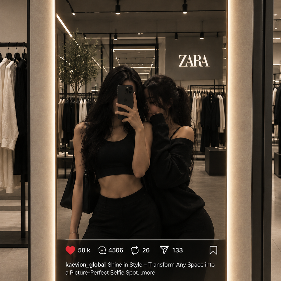 Kaevion® Personalized Instagram Selfie Mirror Social Media Interface Design Premium Backlit With Touch Sensor