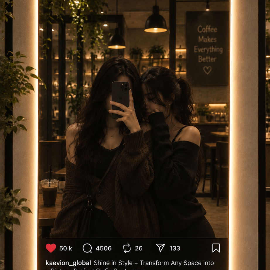 Kaevion® Personalized Instagram Selfie Mirror Social Media Interface Design Premium Backlit With Touch Sensor