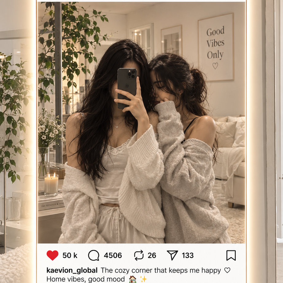 Kaevion® Personalized Instagram Selfie Mirror Social Media Interface Design Premium Backlit With Touch Sensor