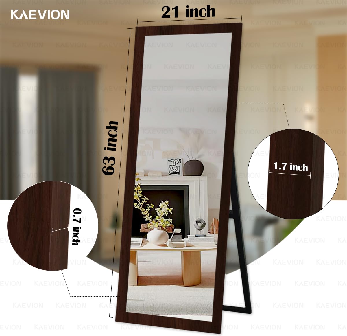 kaevion Cheval 5 Feet Full Length Mirror 5MM Glass | Floor Standing Long Size Mirror | Amazon Full-Length Mirror with Stand for Living Room, Bedroom, Dressing Room- Brown