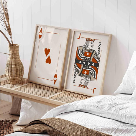 KAEVION Glossy Finish Solitaire Playing Cards Photo Frame| Positive vibes Aesthetic Poster Painting |PVC Framed Wall Mounted Home Decore for Living Room | Home Décor Wall Art Print 2 Piece – White