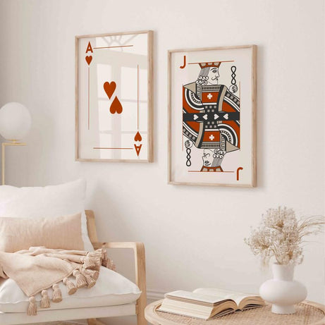 KAEVION Glossy Finish Solitaire Playing Cards Photo Frame| Positive vibes Aesthetic Poster Painting |PVC Framed Wall Mounted Home Decore for Living Room | Home Décor Wall Art Print 2 Piece – White