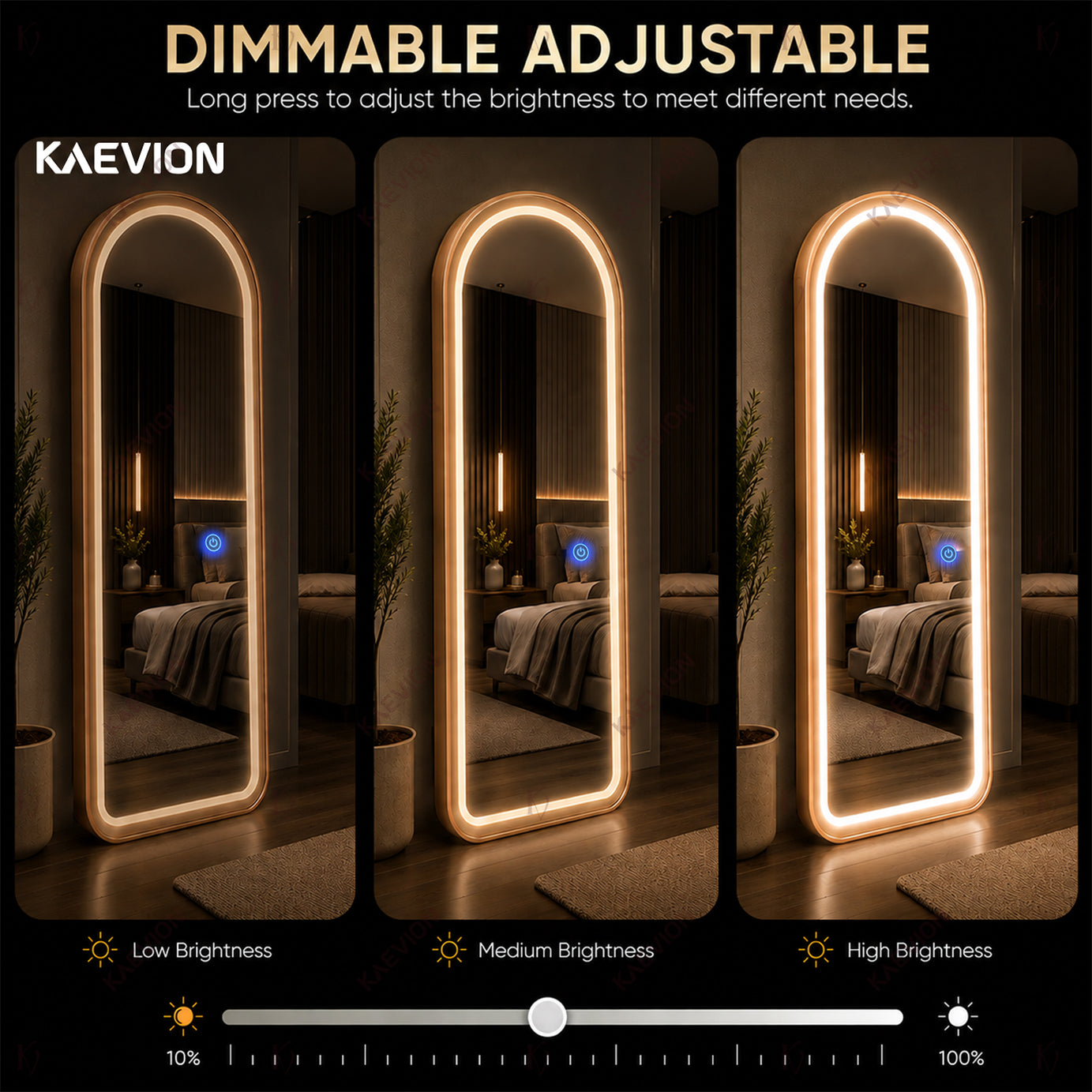 5 Feet 3 in 1 LED Lighted Arch Mirror, Rose Gold | Full Length, Wall-Hanging, Premium 5mm Thick Frame, Backlit Tall Arched Vanity Mirror